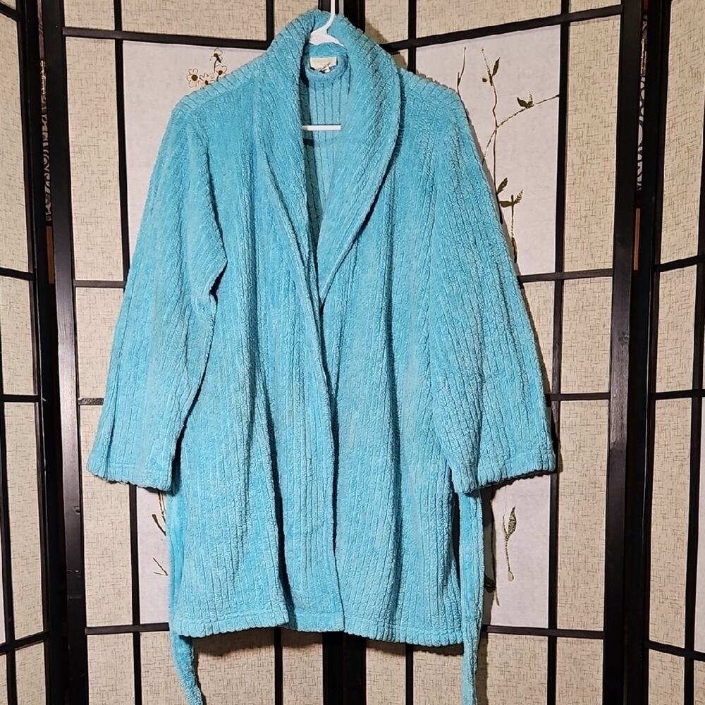 Capelli of New York Plush Blue Robe with Shawl Collar